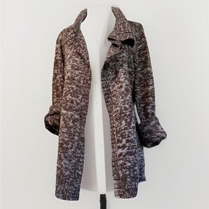 Kim Rogers Brown and White Knit Teddy Jacket